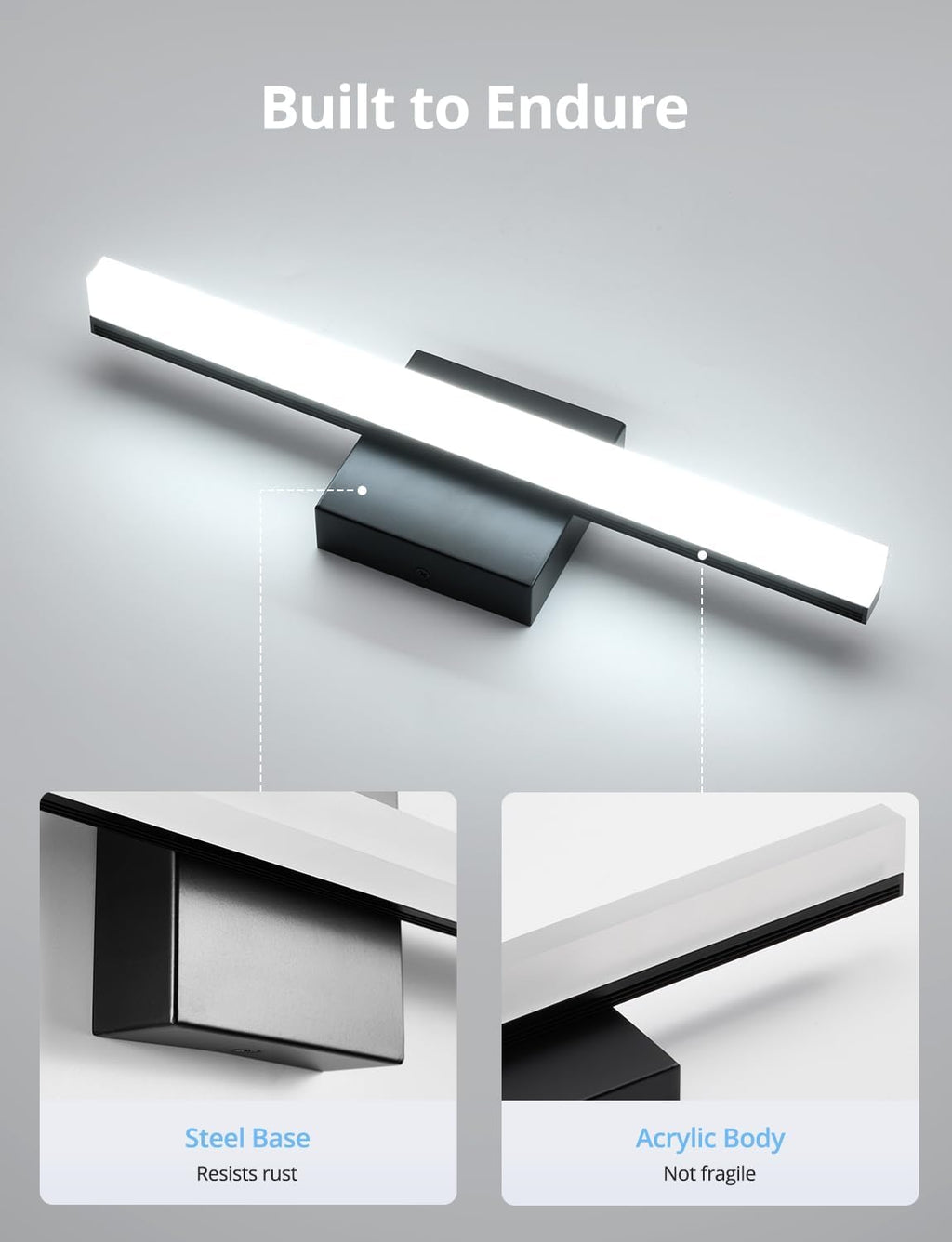 16" Black Shadow-Free LED Vanity Light 2 Pack