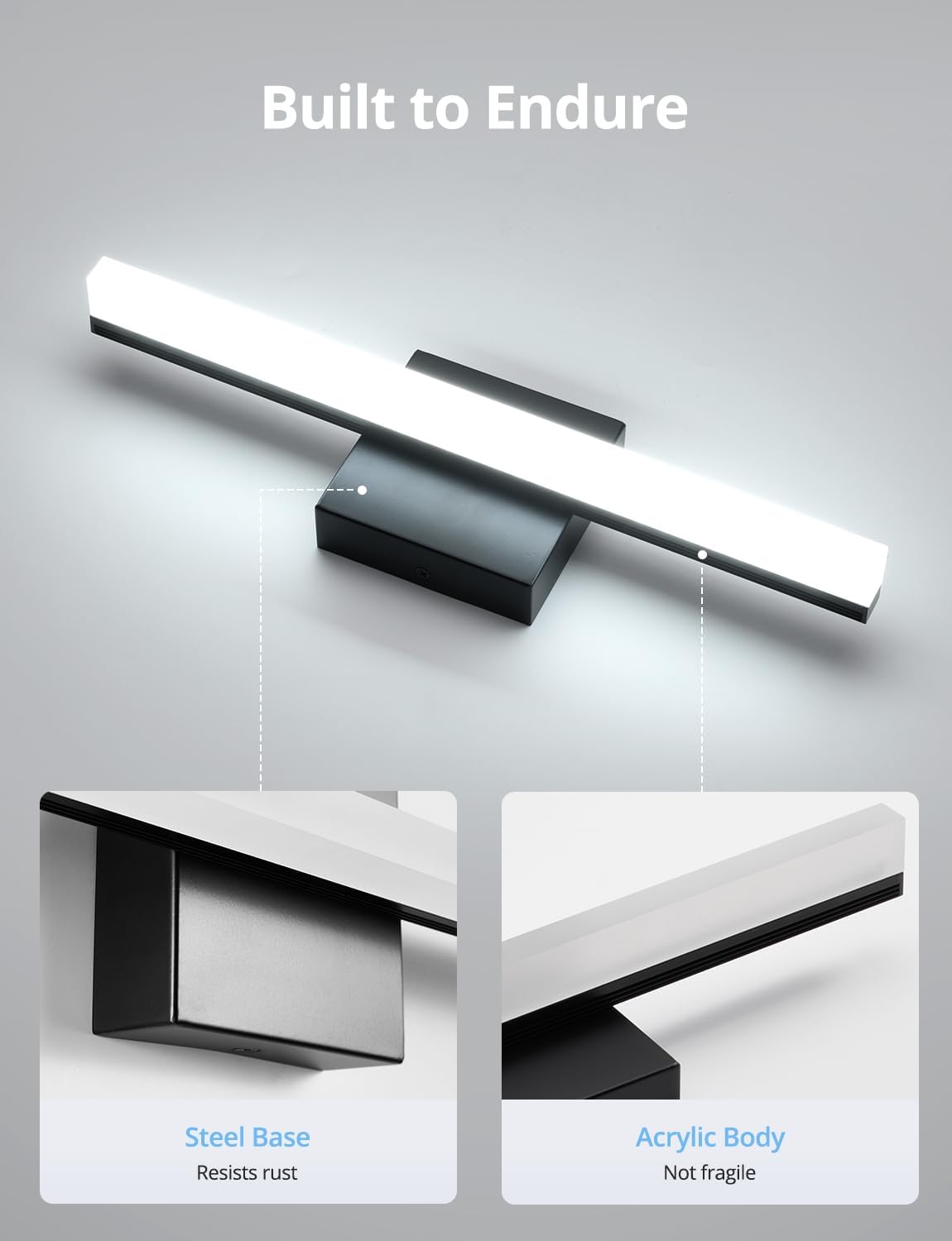 16" Black Shadow-Free LED Vanity Light 2 Pack