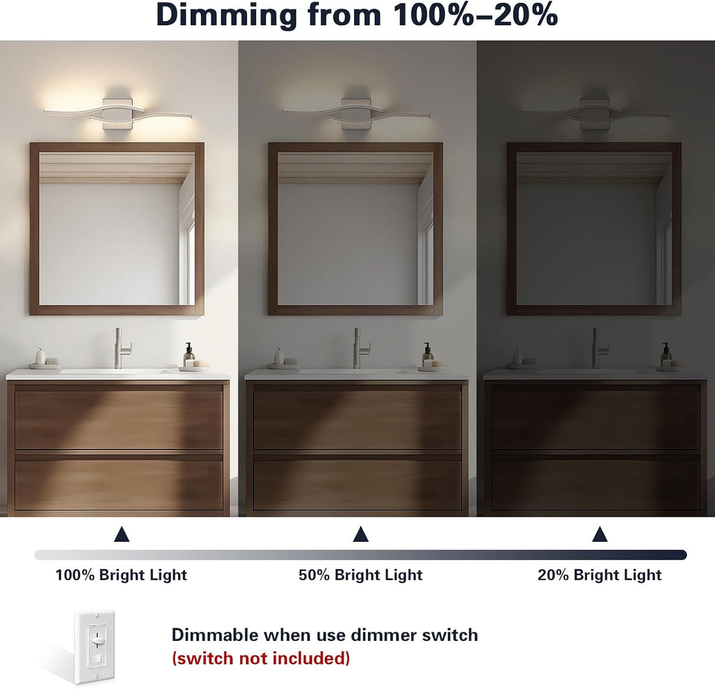 23" Brushed Nickel 5CCT Dimmable LED Vanity Light