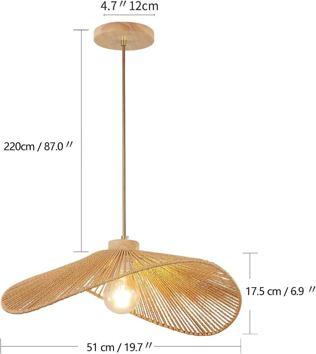 Natural Bamboo 1-Light Boho Pendant Light