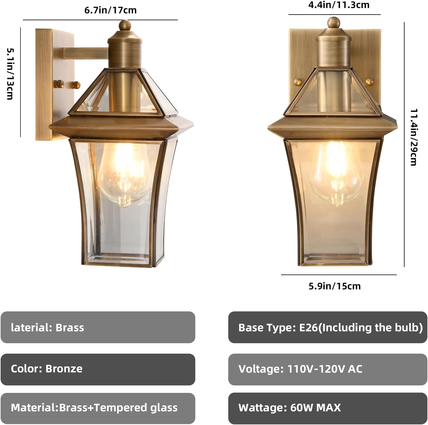 2 Pack Waterproof Outdoor Wall Sconces