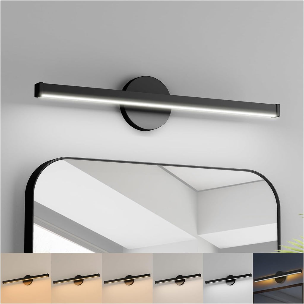 23 Inch Rotatable Black LED Vanity Light with Night Light