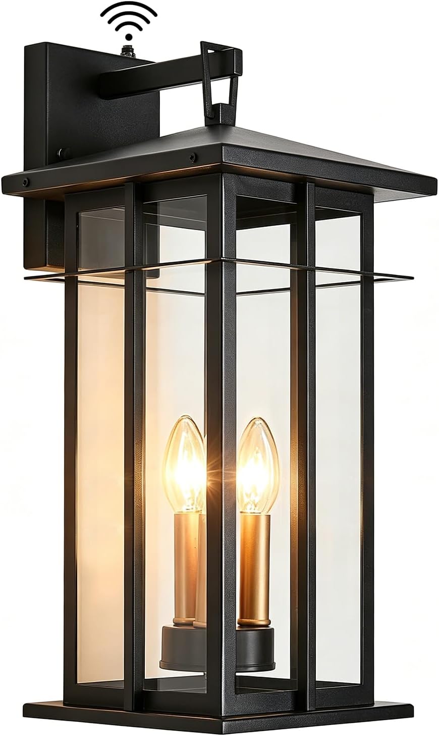 20" Black Dusk to Dawn Outdoor Wall Lantern