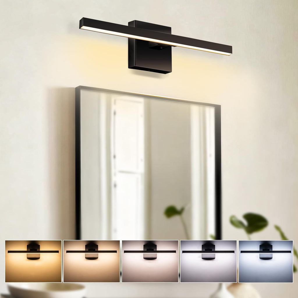 Rotatable Black LED Bathroom Vanity Light 5CCT Dimmable
