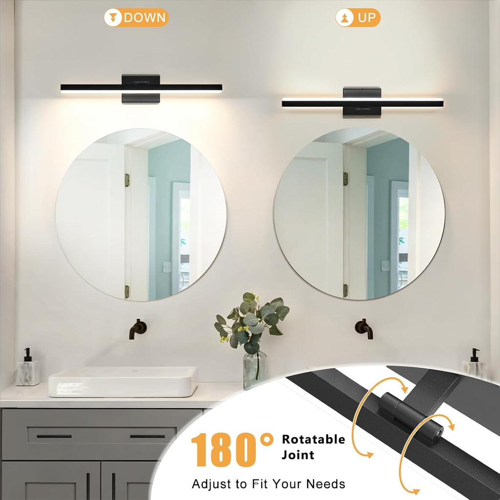 32" Rotatable Black 5CCT Dimmable LED Vanity Light