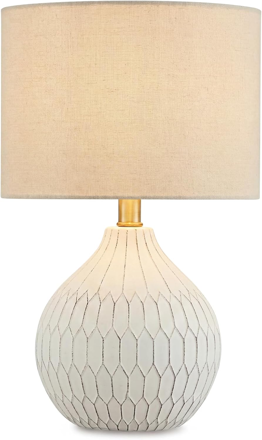 18" Antique White Ceramic Table Lamp