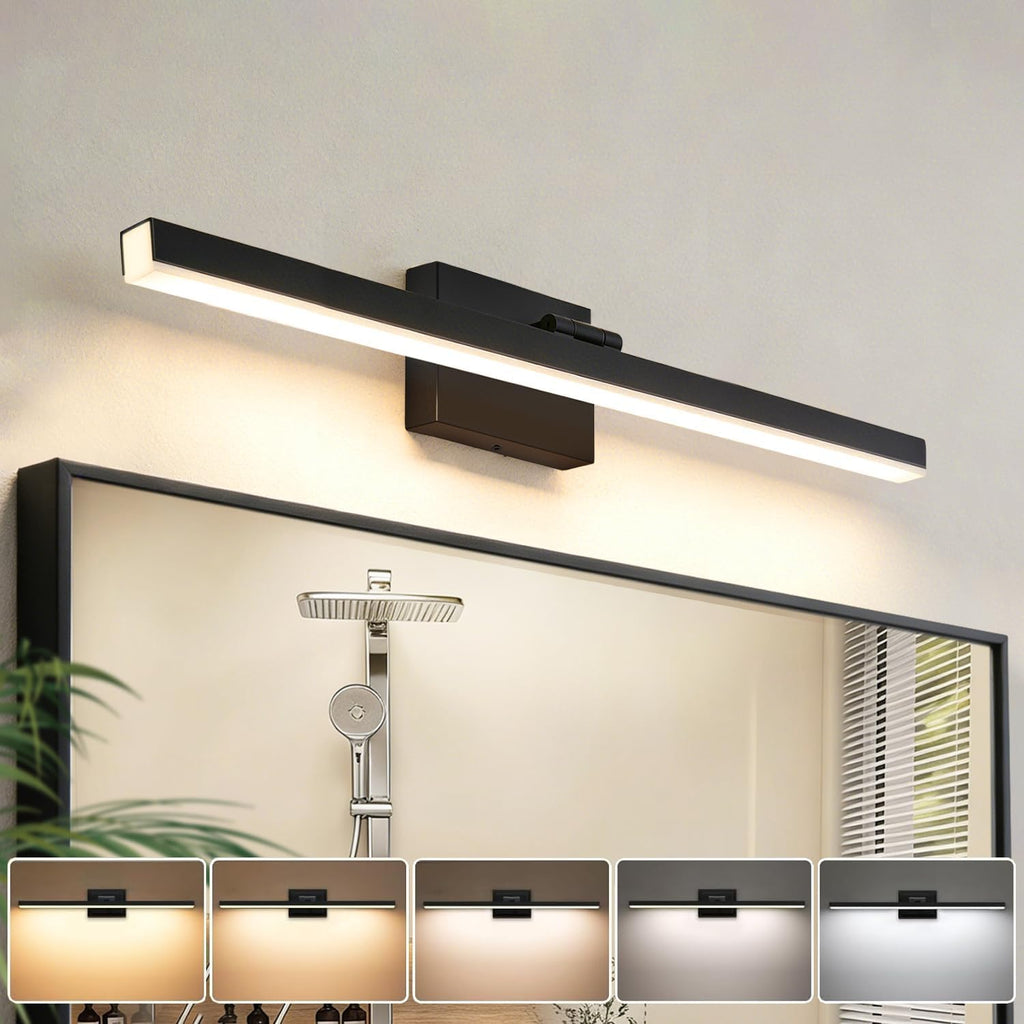 32" Rotatable Black 5CCT Dimmable LED Vanity Light