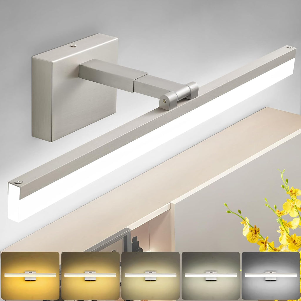 24" Brushed Nickel Retractable 5CCT LED Vanity Light