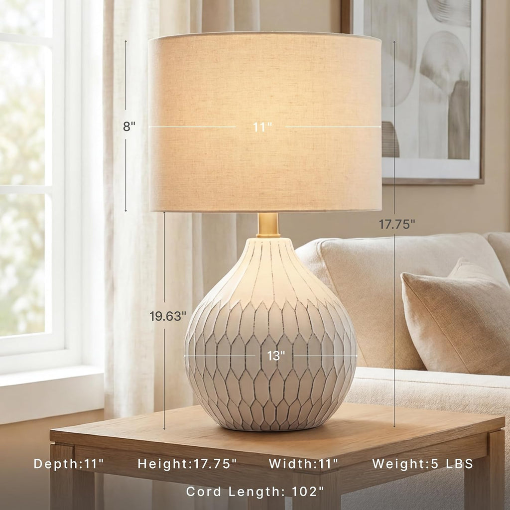 18" Antique White Ceramic Table Lamp