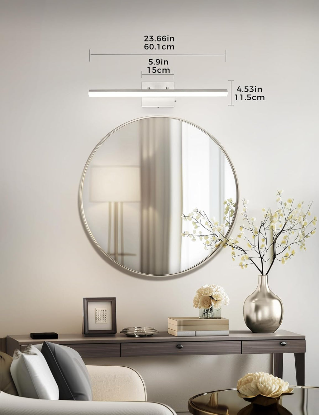 Brushed Nickel 3CCT LED Bathroom Vanity Light Bar
