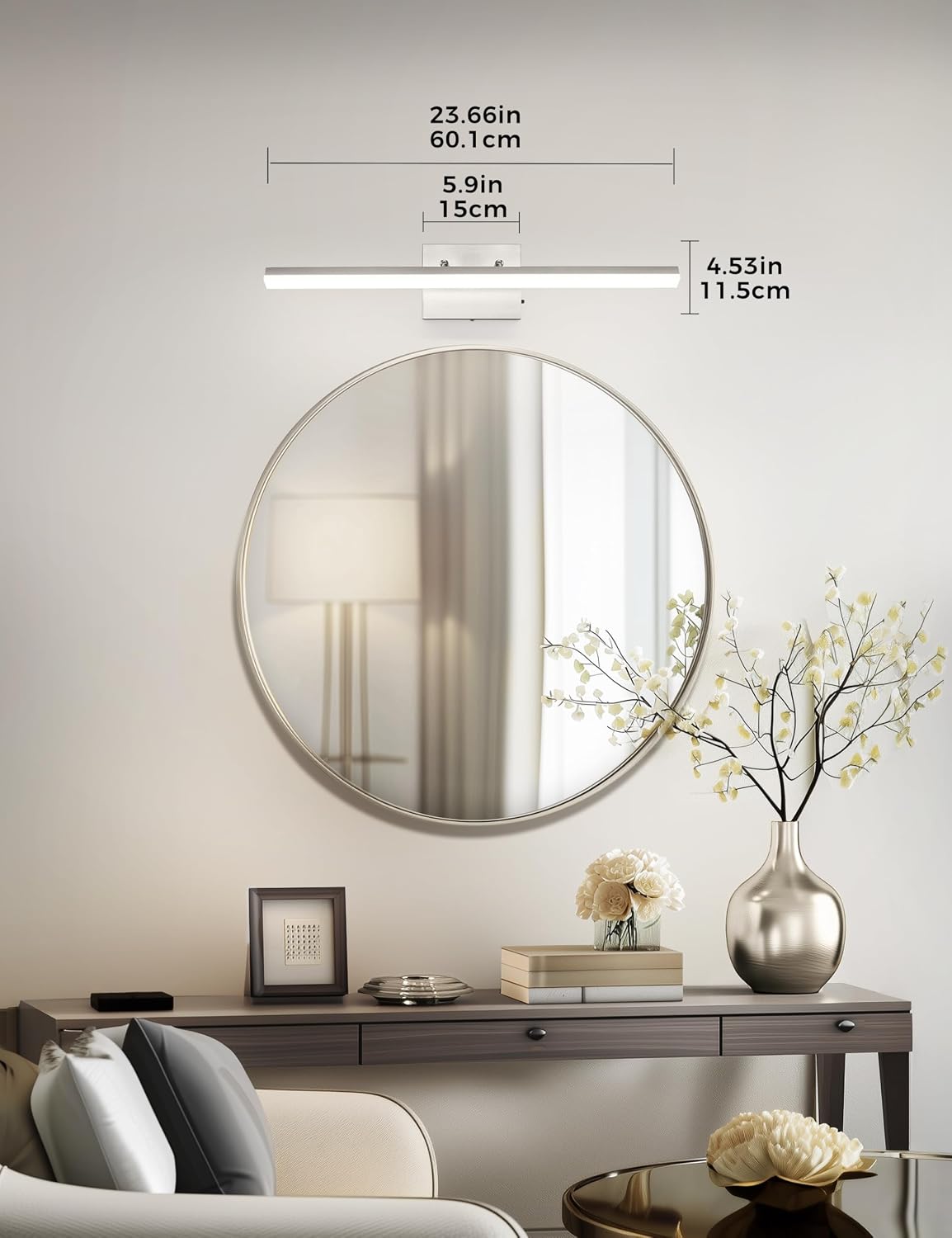 Brushed Nickel 3CCT LED Bathroom Vanity Light Bar