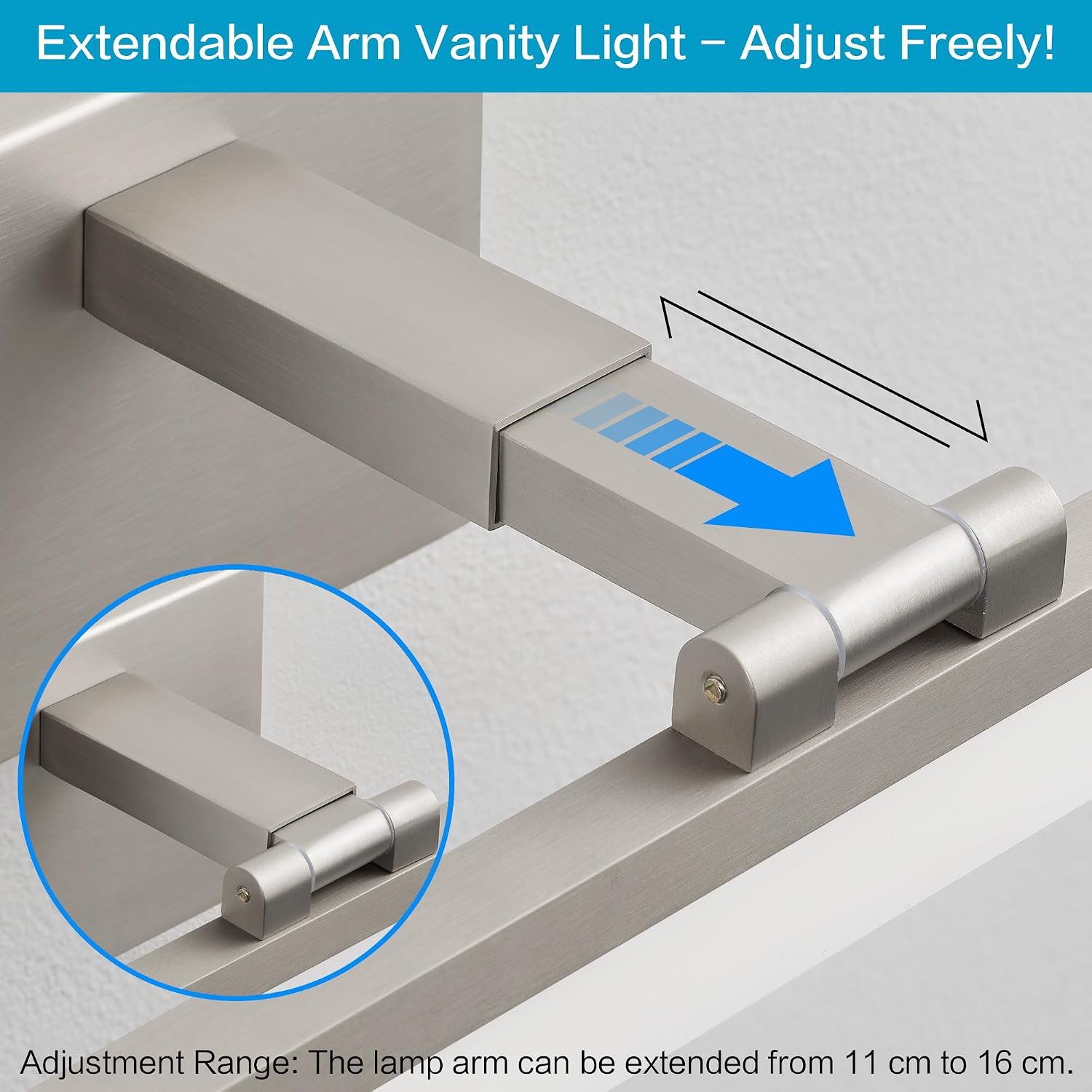 24" Brushed Nickel Retractable 5CCT LED Vanity Light
