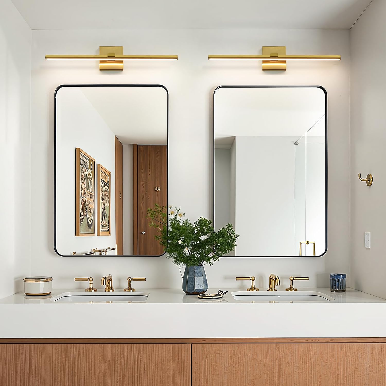 24" Brushed Gold 5CCT Dimmable LED Vanity Light