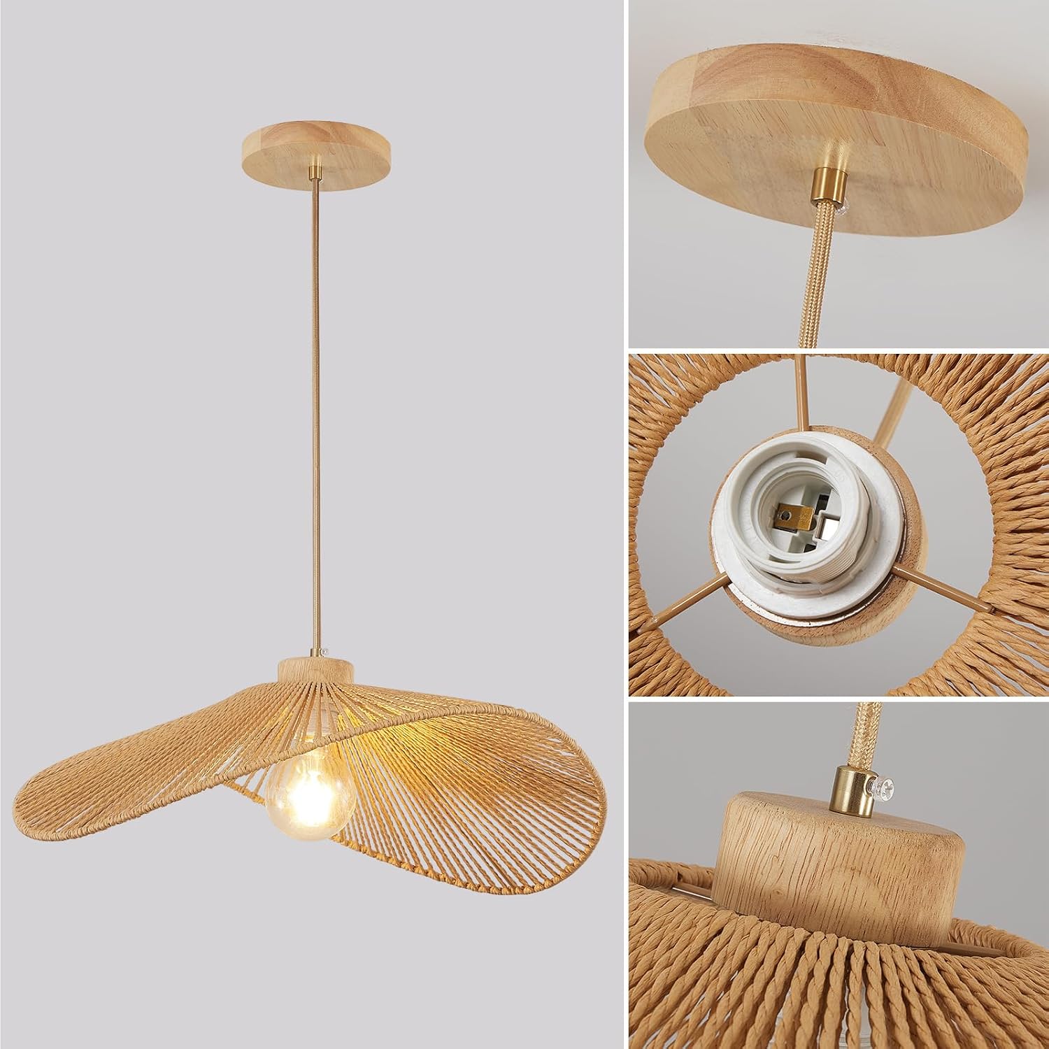 Natural Bamboo 1-Light Boho Pendant Light