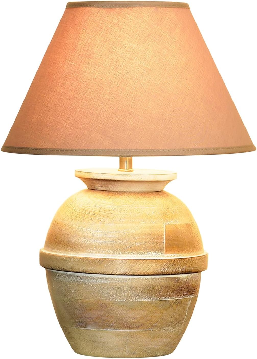 Wooden Rustic Bedside Table Lamp