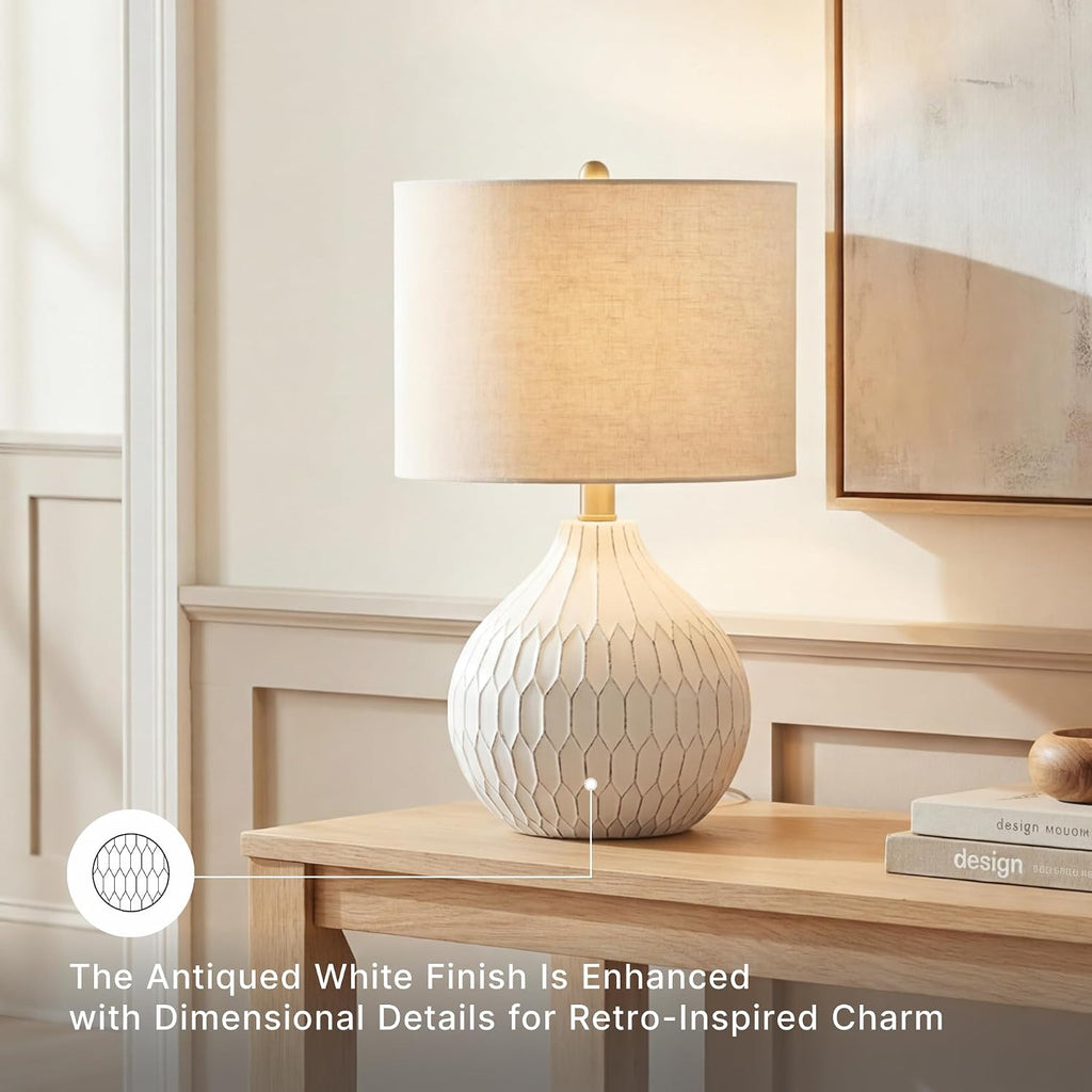 18" Antique White Ceramic Table Lamp