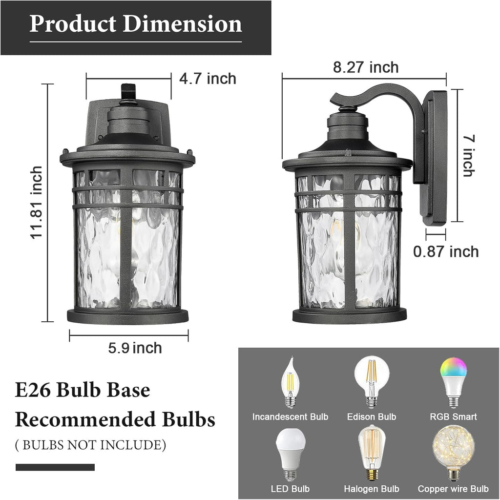 Water Ripple Glass Outdoor Wall Sconce