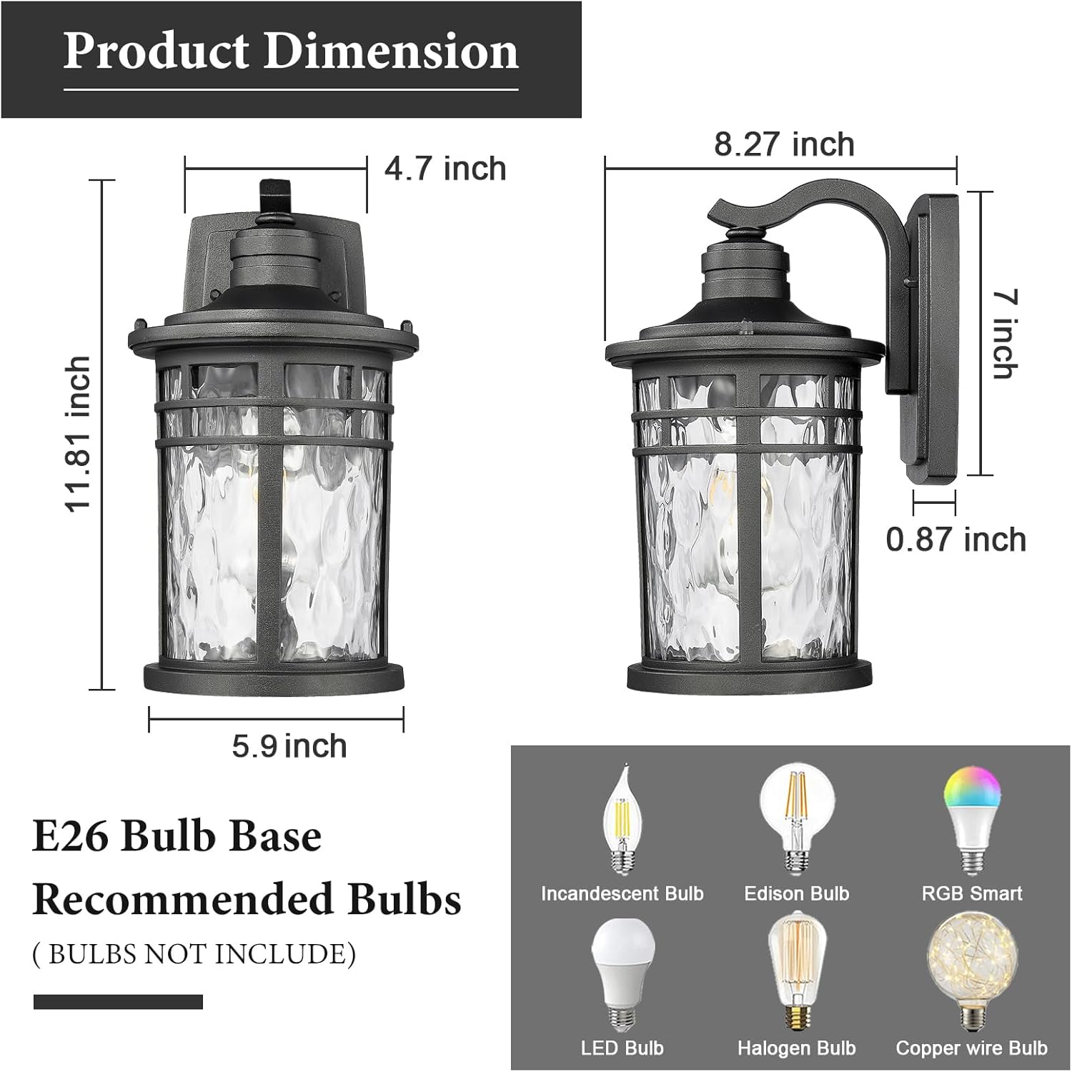 Water Ripple Glass Outdoor Wall Sconce