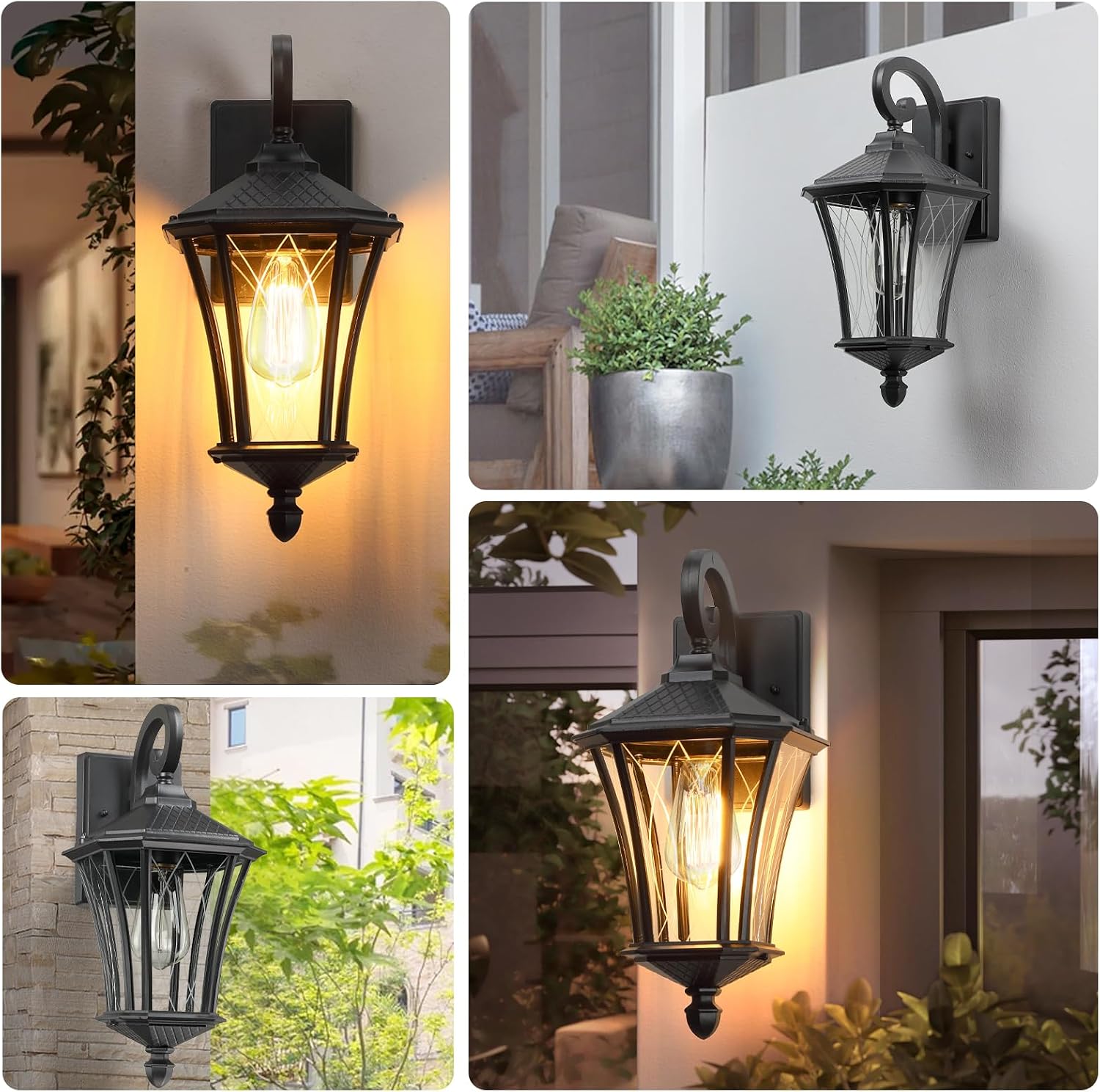 2 Pack Black Farmhouse Outdoor Wall Sconce