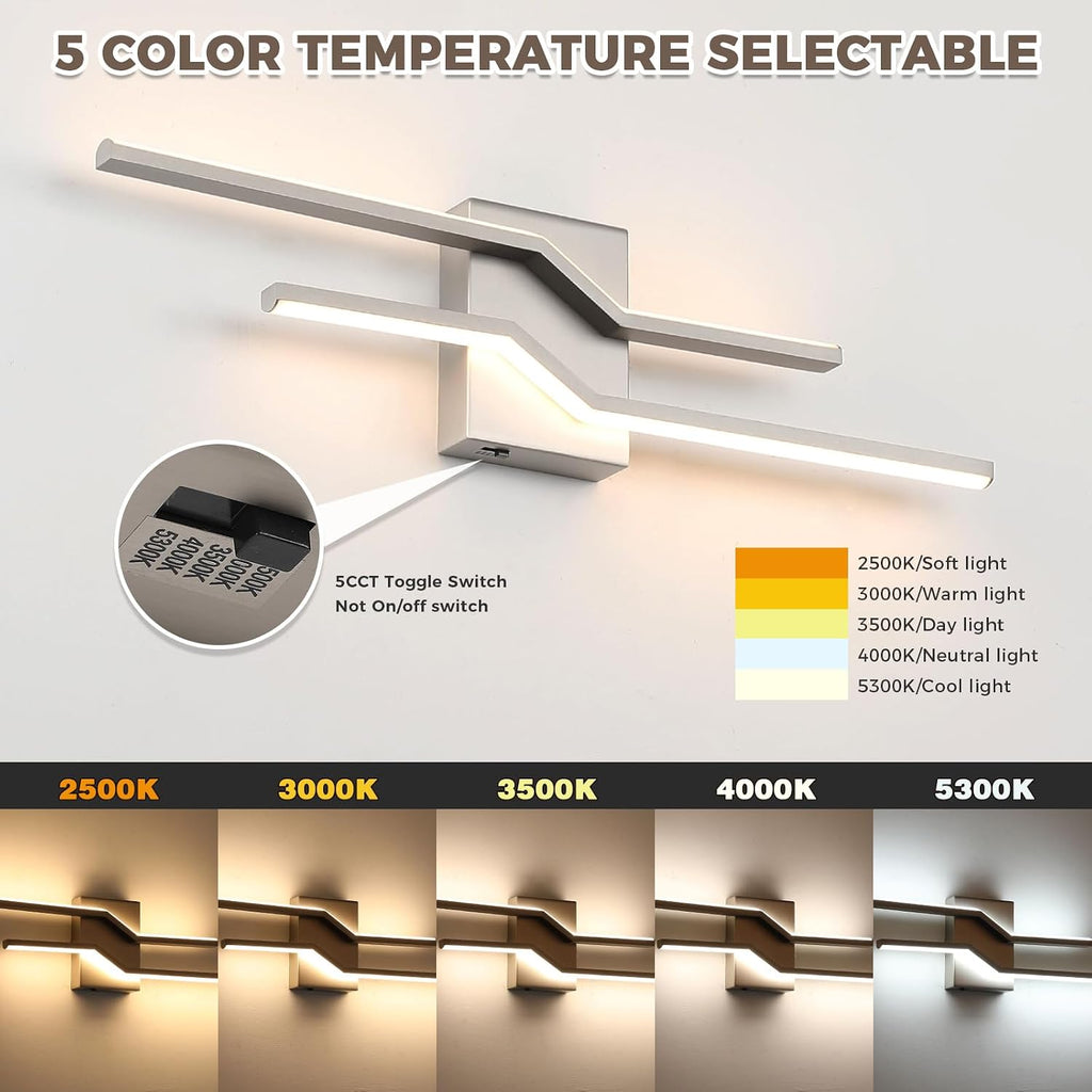 Brushed Nickel 5CCT LED Bathroom Vanity Light Bar