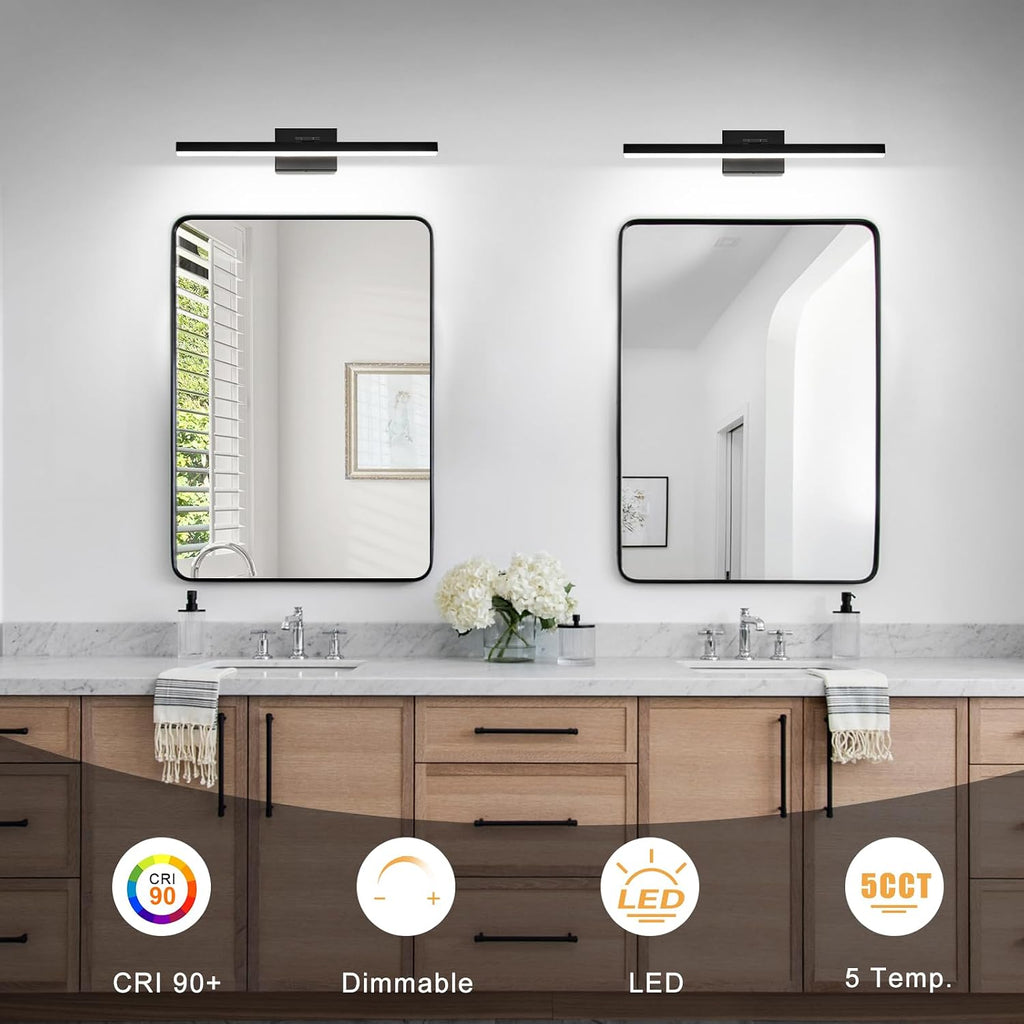32" Rotatable Black 5CCT Dimmable LED Vanity Light