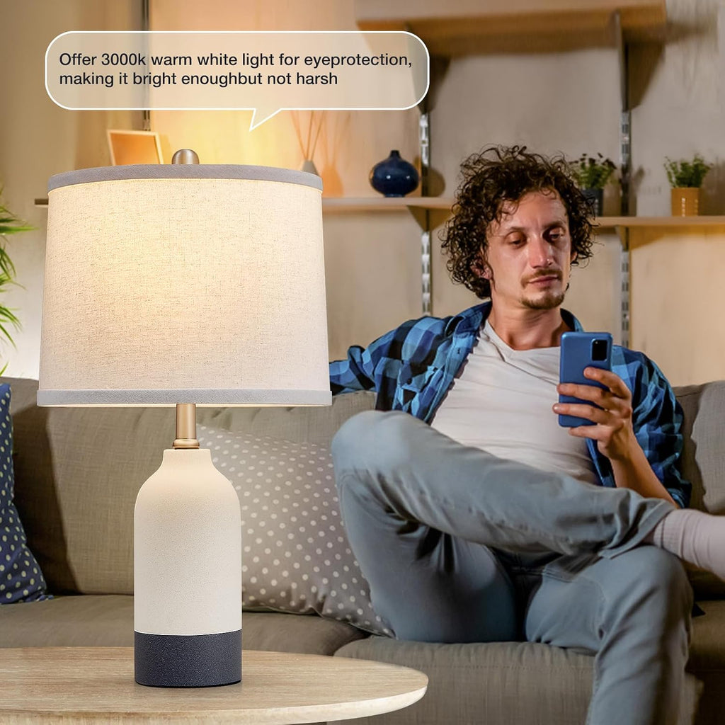 2 Pack Ceramic Bedside Table Lamps
