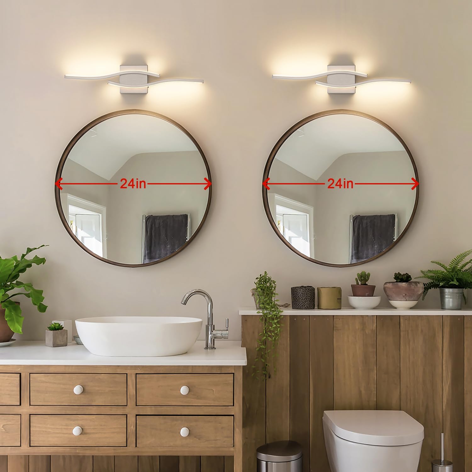 23" Brushed Nickel 5CCT Dimmable LED Vanity Light