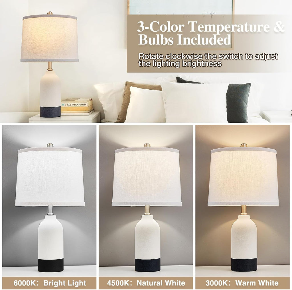 2 Pack Ceramic Bedside Table Lamps
