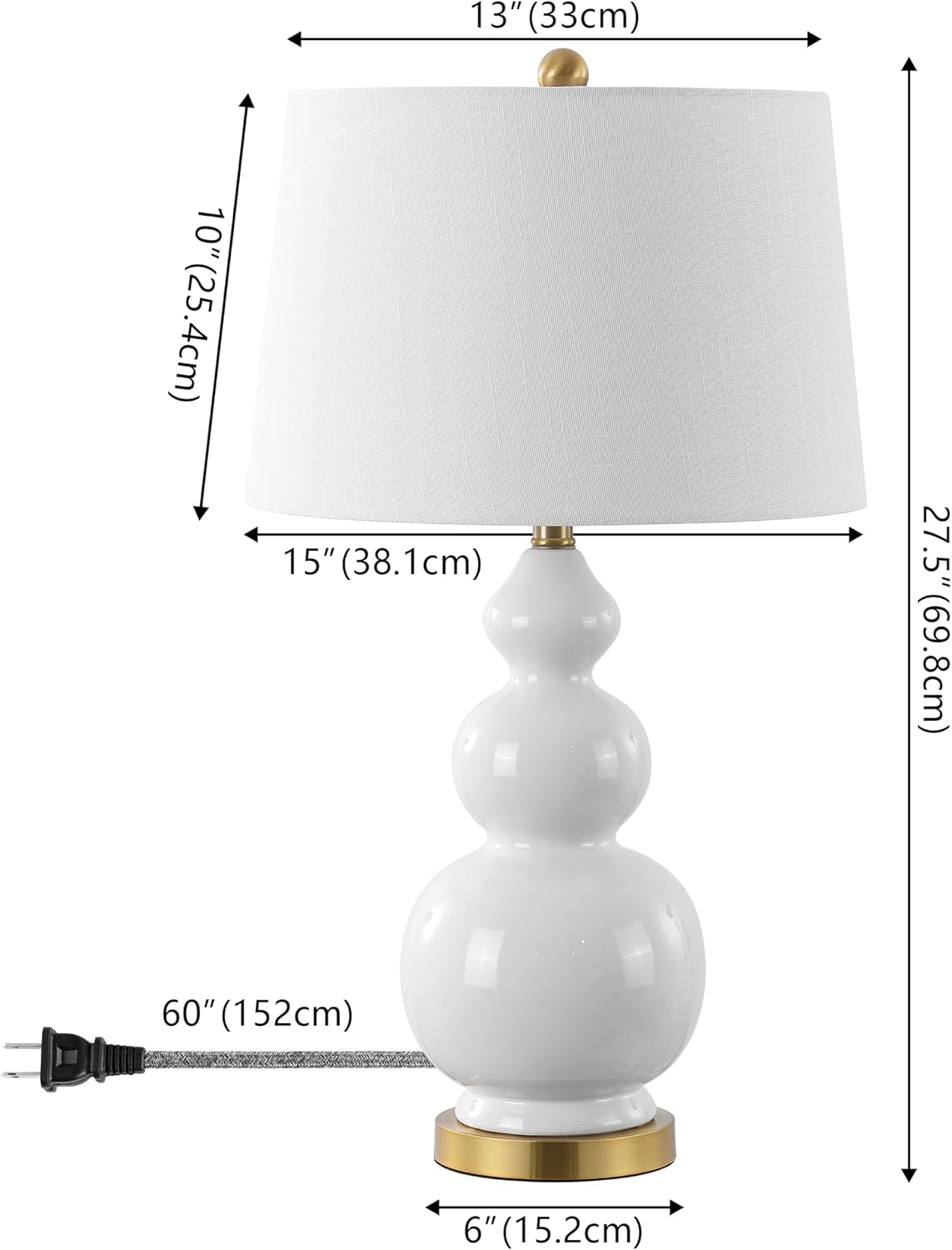 White Brass Gourd Table Lamp