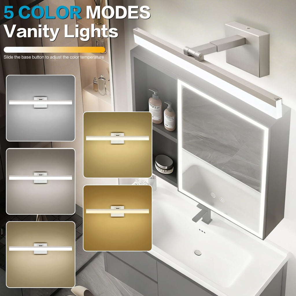 24" Brushed Nickel Retractable 5CCT LED Vanity Light
