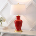 29" Red Ceramic Urn Table Lamp