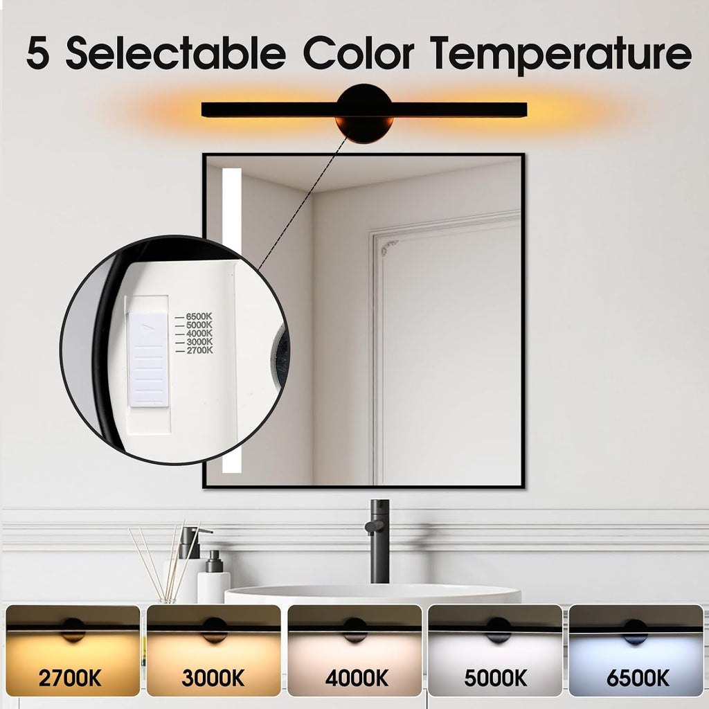 23 Inch Rotatable Black LED Vanity Light with Night Light