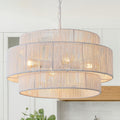 3-Tier White Rattan Coastal Pendant Light