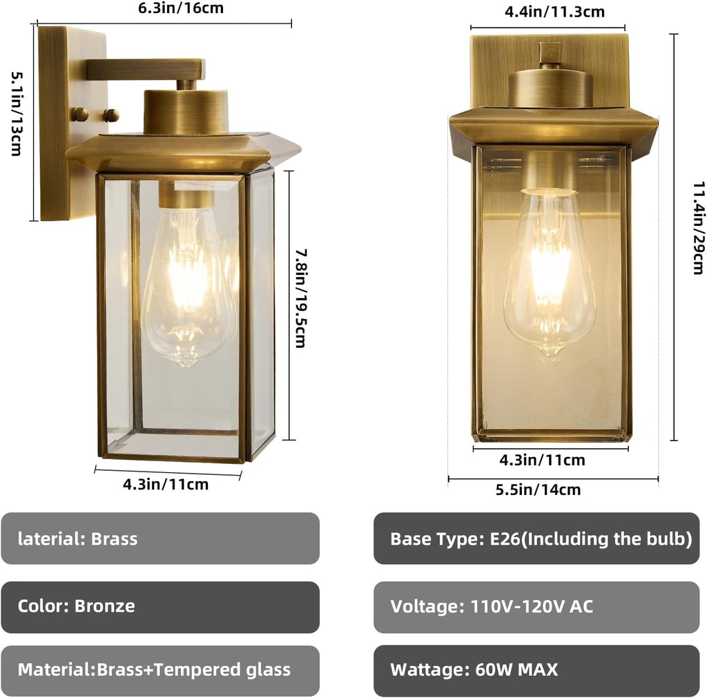 2 Pack Bronze Outdoor Wall Sconces