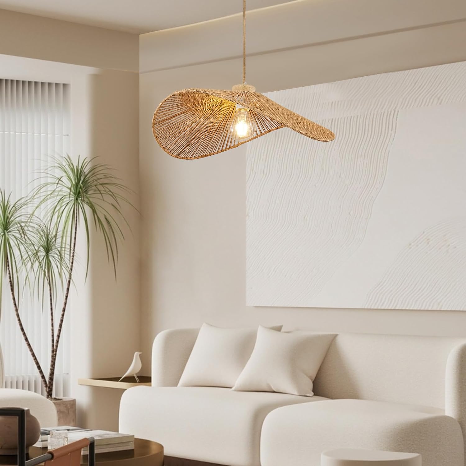 Natural Bamboo 1-Light Boho Pendant Light