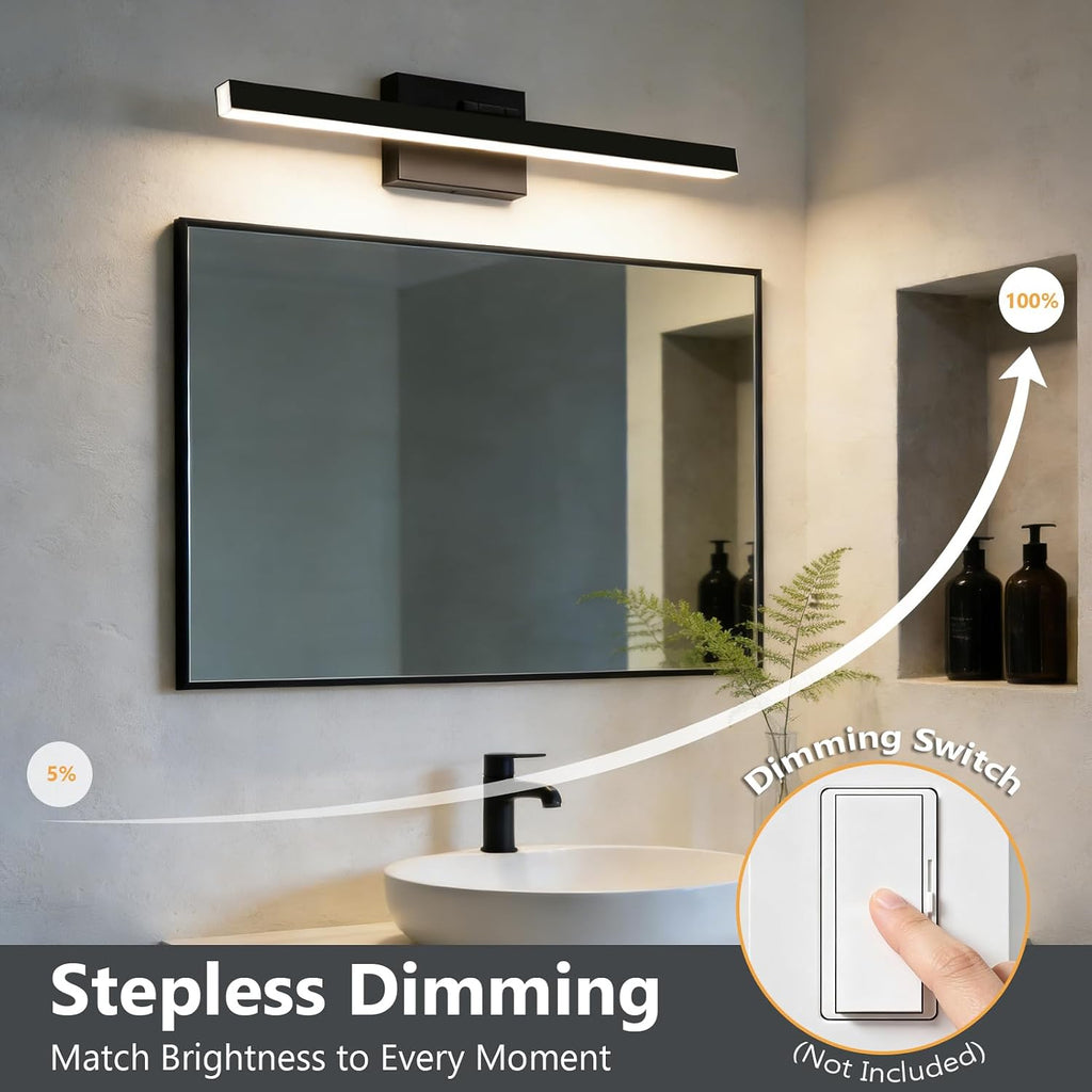 32" Rotatable Black 5CCT Dimmable LED Vanity Light