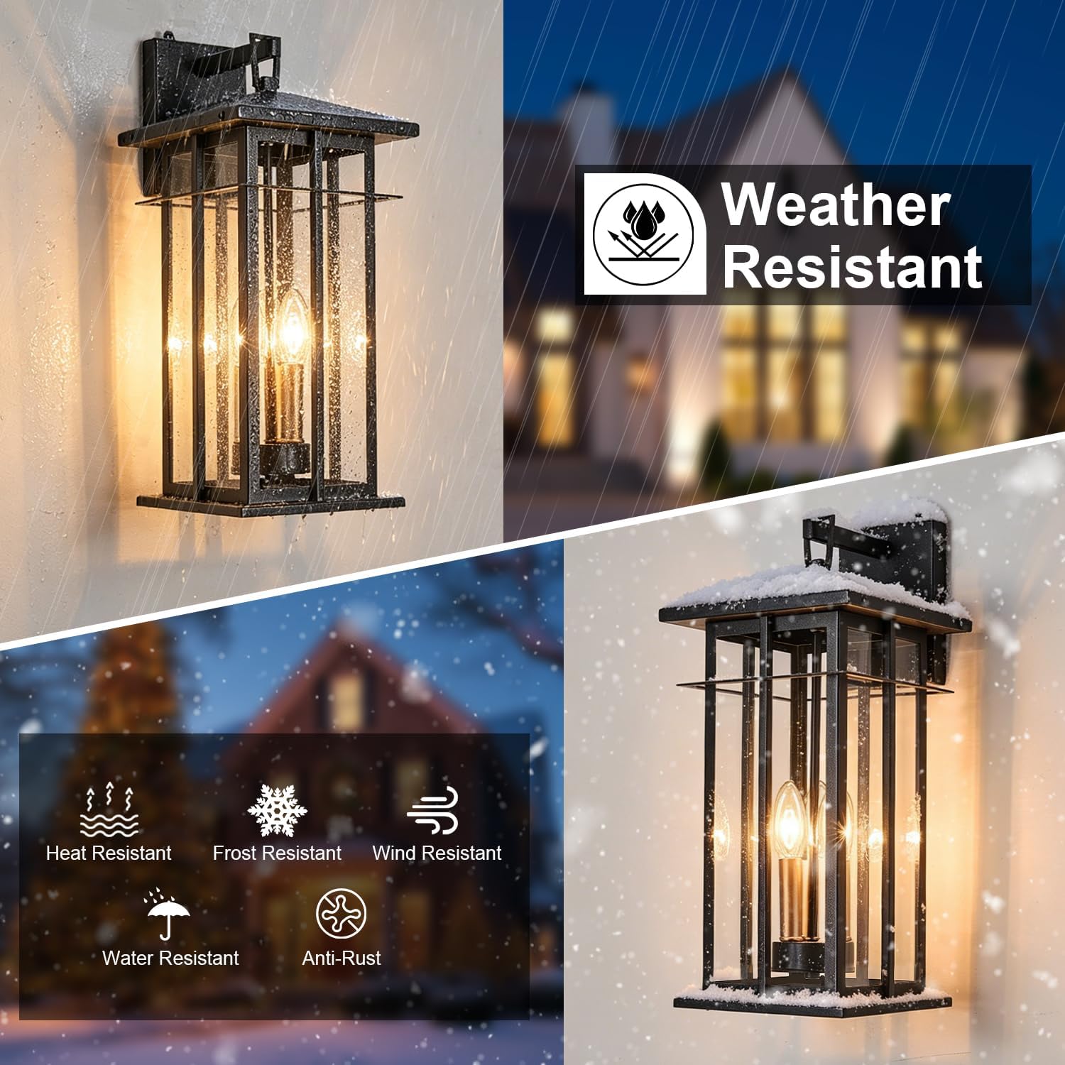 20" Black Dusk to Dawn Outdoor Wall Lantern