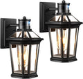 2 Pack Black Motion Sensor Dusk to Dawn Outdoor Wall Lantern