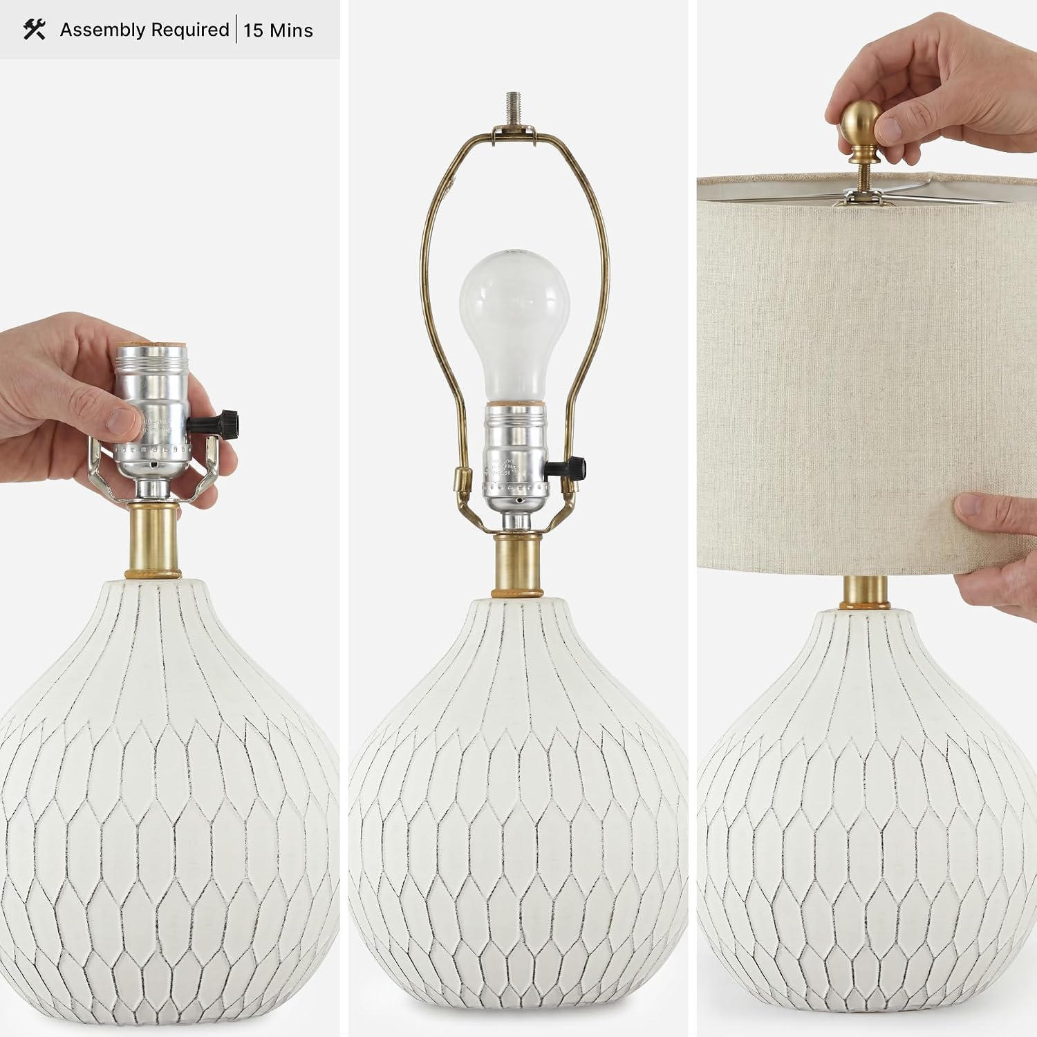 18" Antique White Ceramic Table Lamp