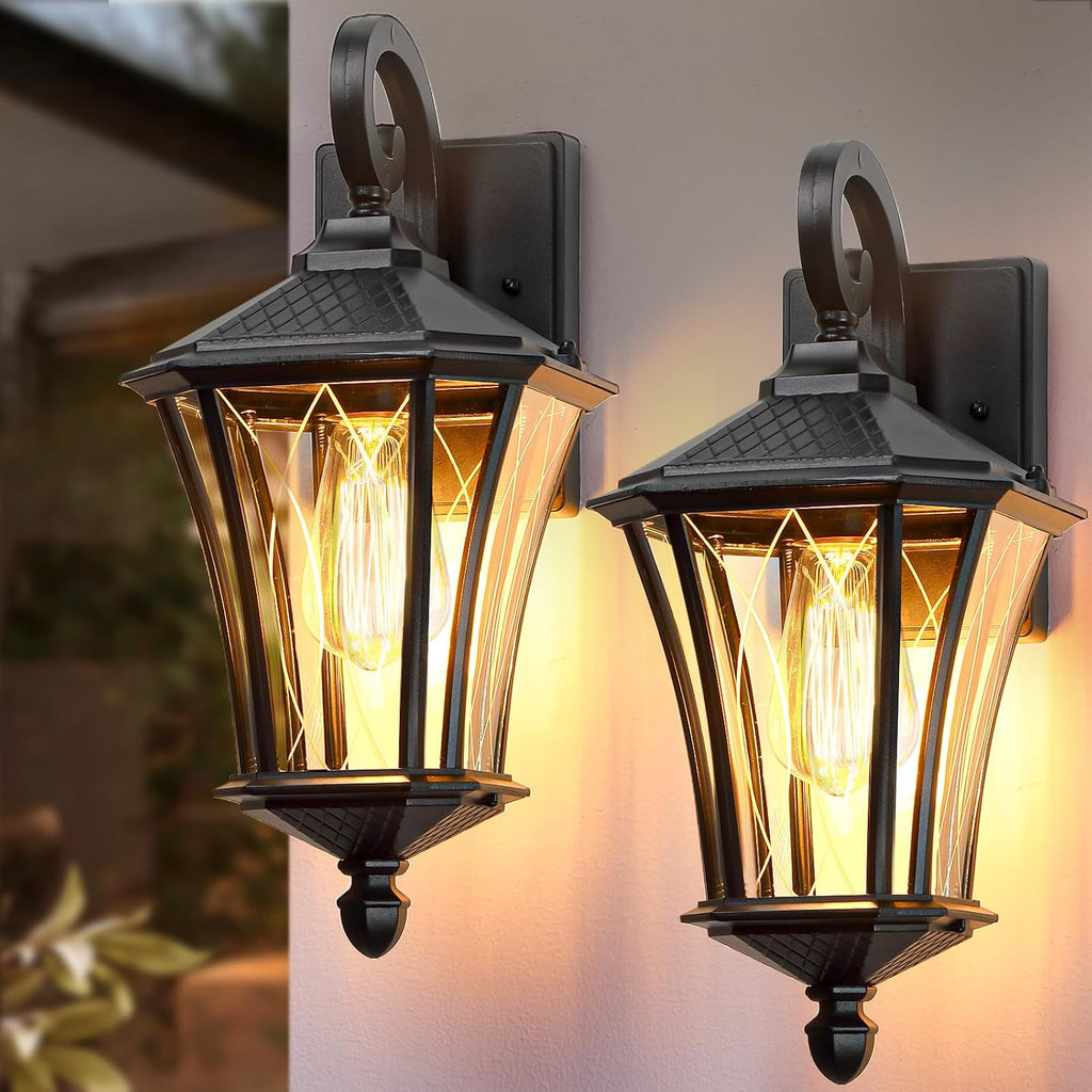 2 Pack Black Farmhouse Outdoor Wall Sconce
