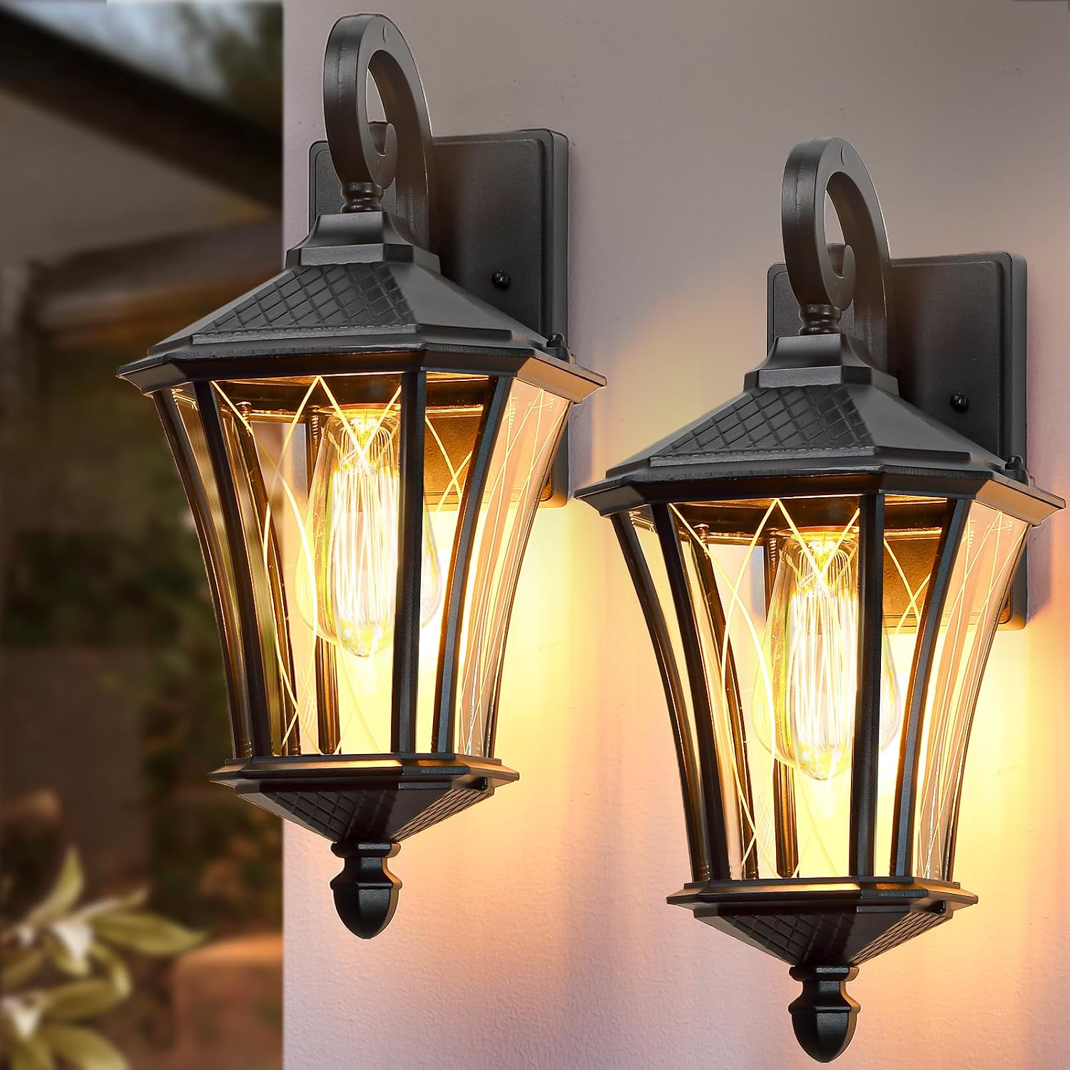 2 Pack Black Farmhouse Outdoor Wall Sconce