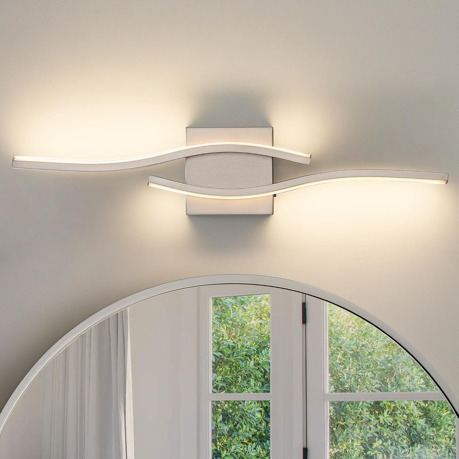 23" Brushed Nickel 5CCT Dimmable LED Vanity Light