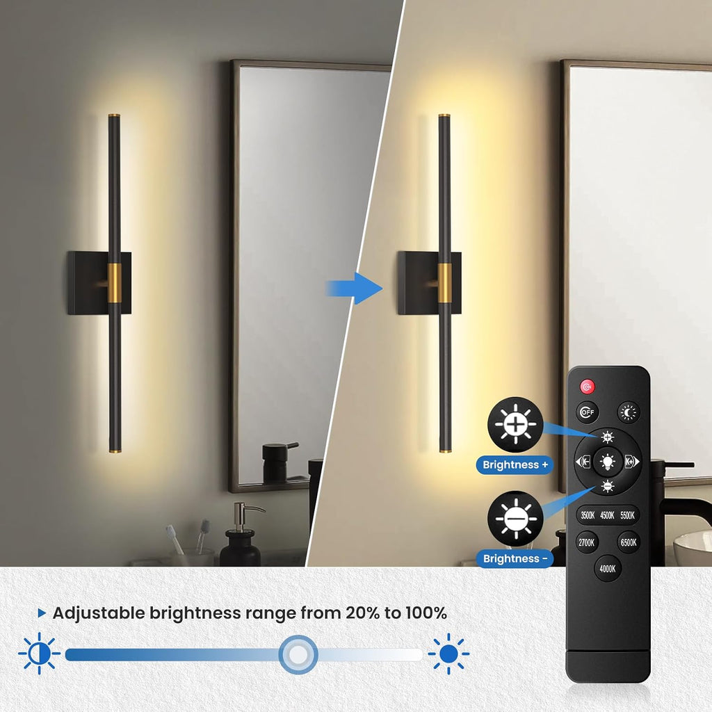 24 Inch Rotatable Black Dimmable LED Bathroom Vanity Light