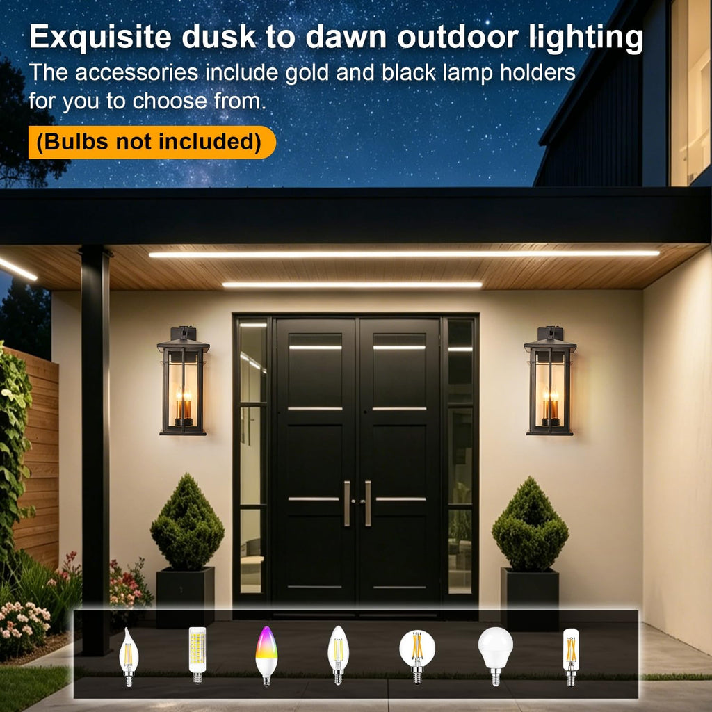 20" Black Dusk to Dawn Outdoor Wall Lantern