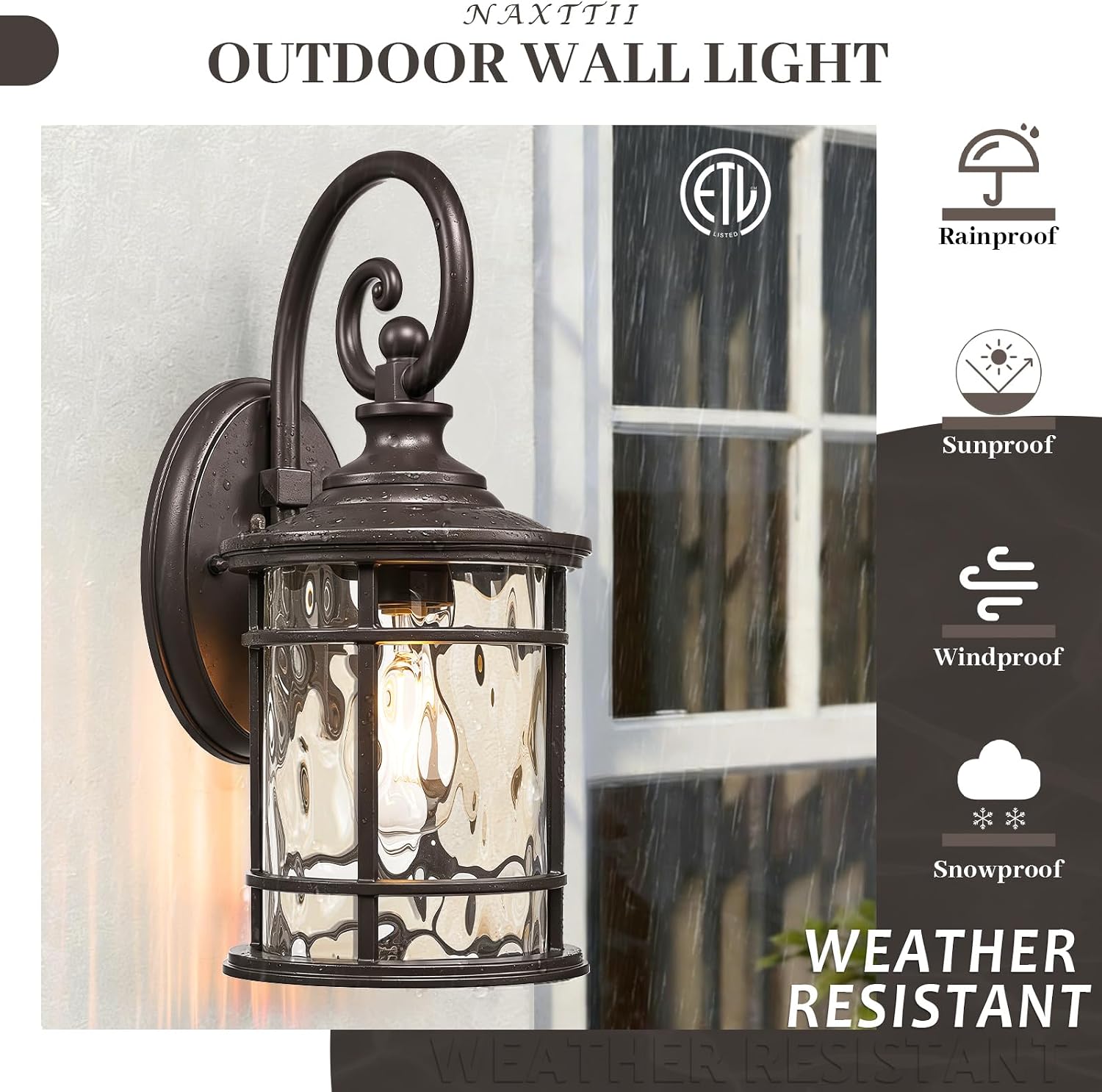 ORB Water Ripple Glass Outdoor Wall Sconce
