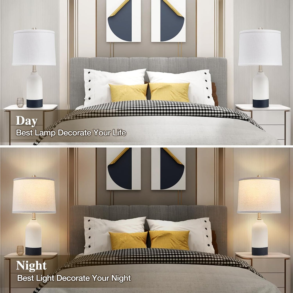 2 Pack Ceramic Bedside Table Lamps