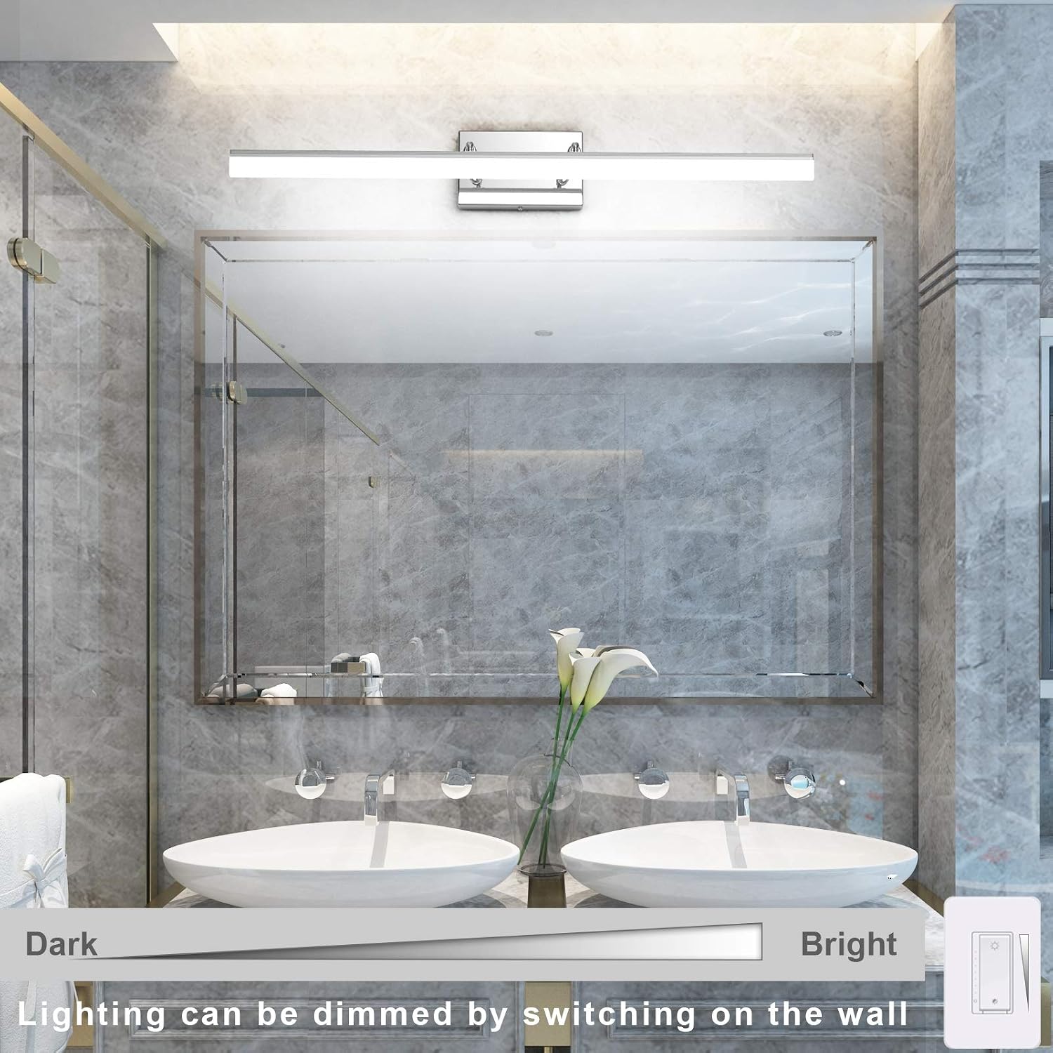 31.5" Chrome Dimmable LED Bathroom Vanity Light