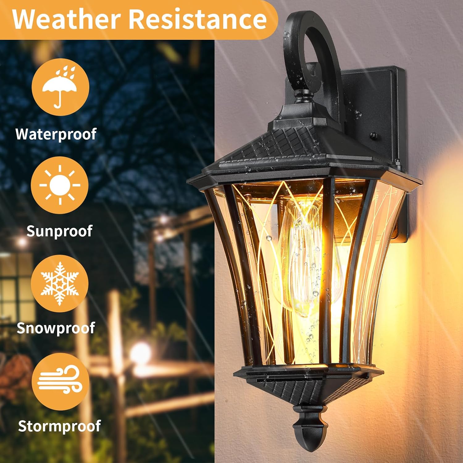 2 Pack Black Farmhouse Outdoor Wall Sconce