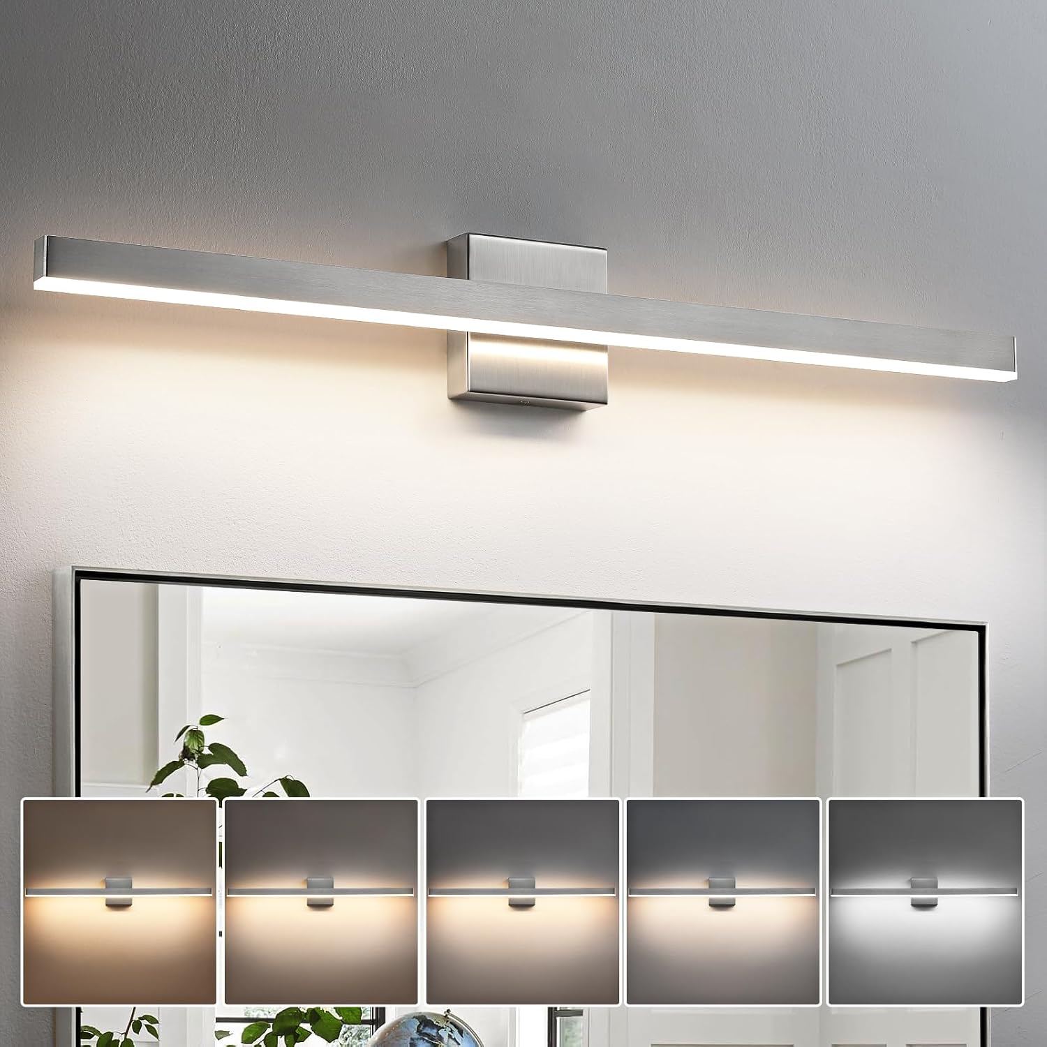 32 Inch Brushed Nickel 5CCT Dimmable LED Vanity Light