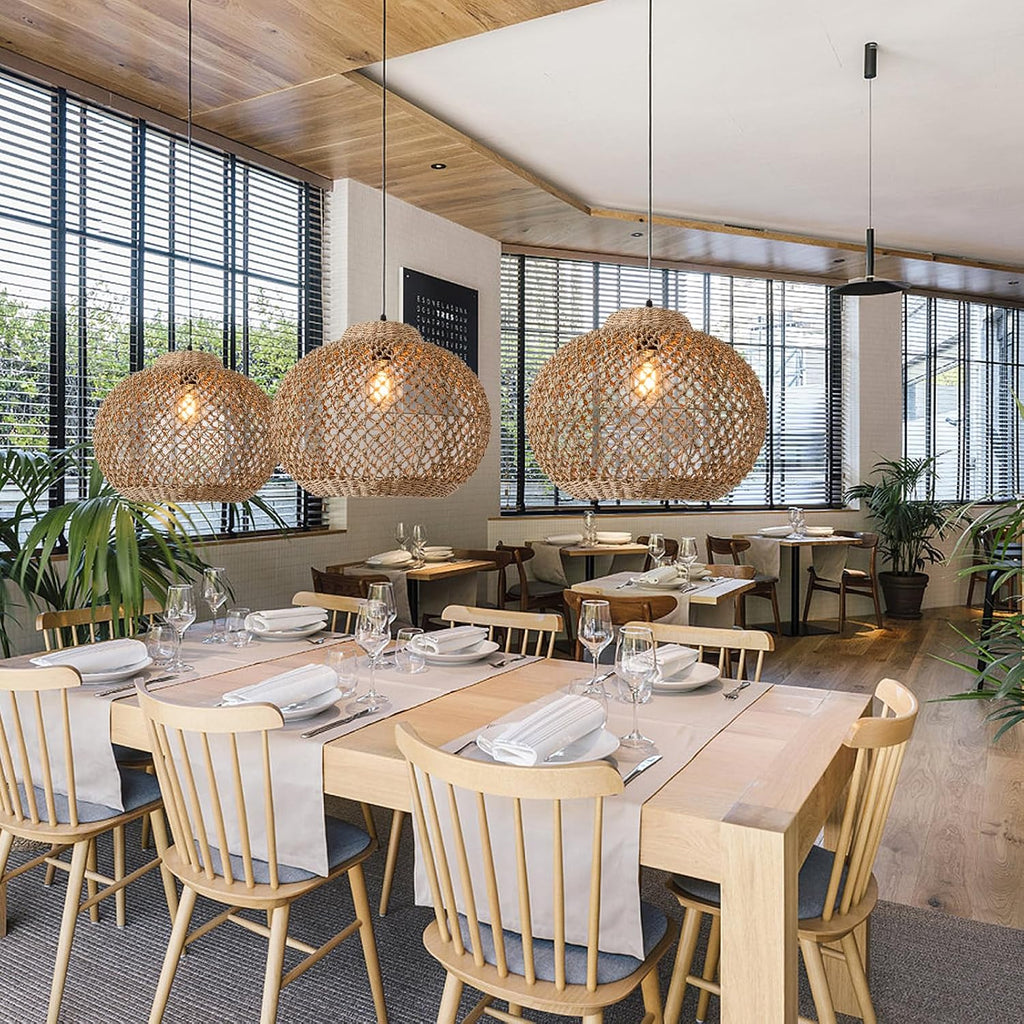1-Light Coastal Woven Rattan Pendant Light
